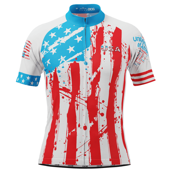 Men's American Flag Liberty Statue Short Sleeve Cycling Jersey