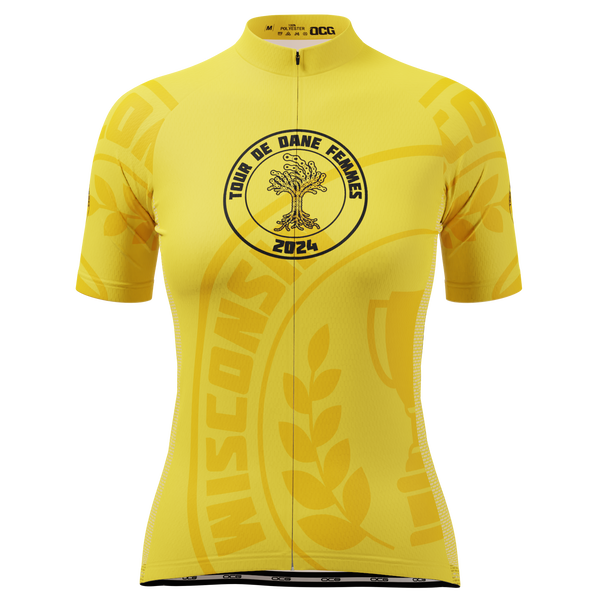 Women's Custom Tour de Dane Femmes Maillot Jaune Short Sleeve Cycling Jersey