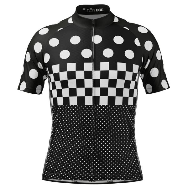 Men's The "Nina" Polka Dot Checkered Short Sleeve Cycling Jersey