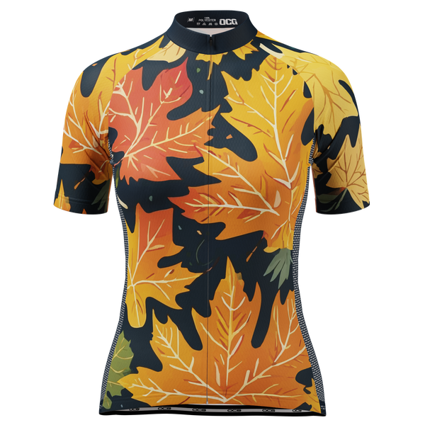 Women's Leaves in the Fall Short Sleeve Cycling Jersey