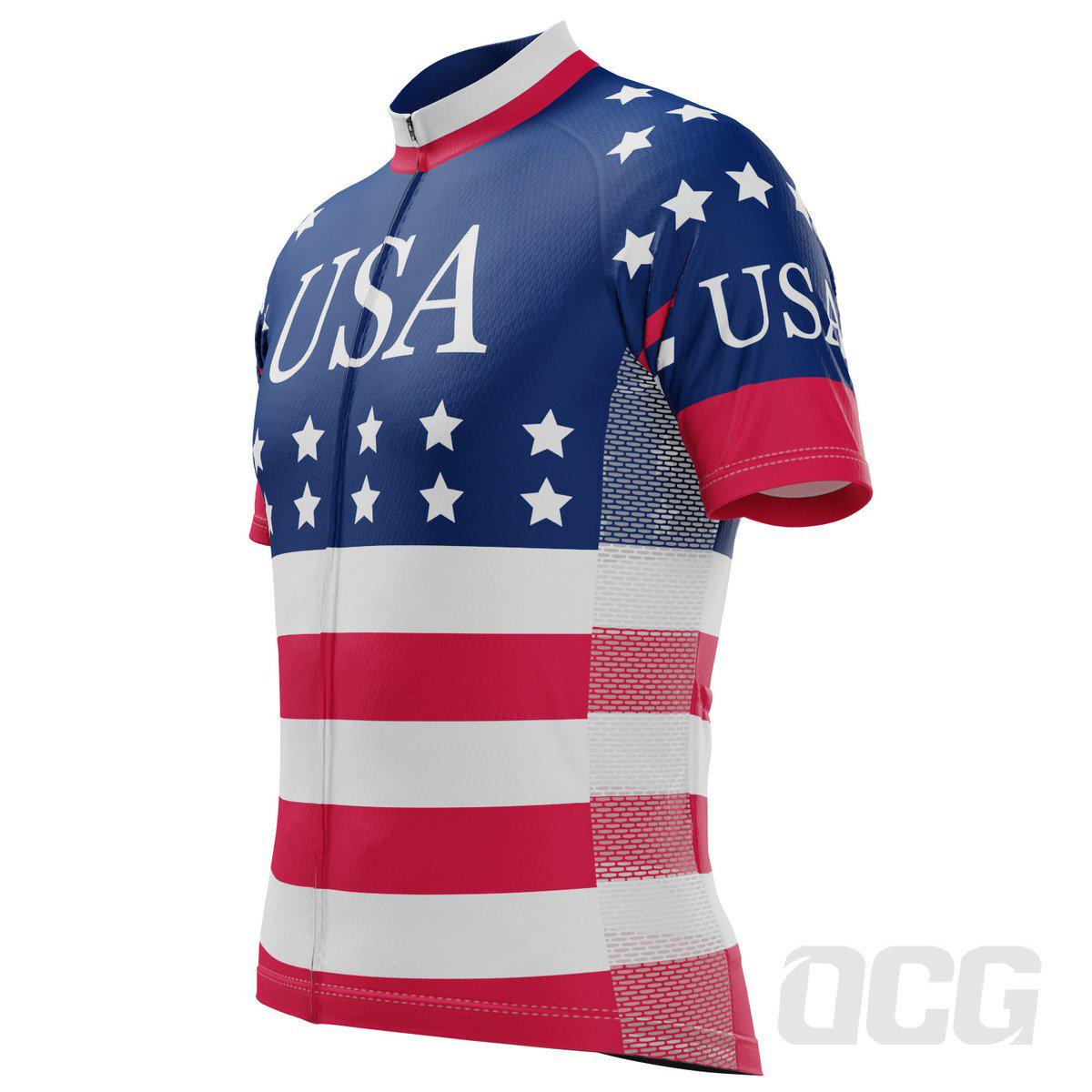 Men's American Stars and Stripes Short Sleeve Cycling Jersey only ...