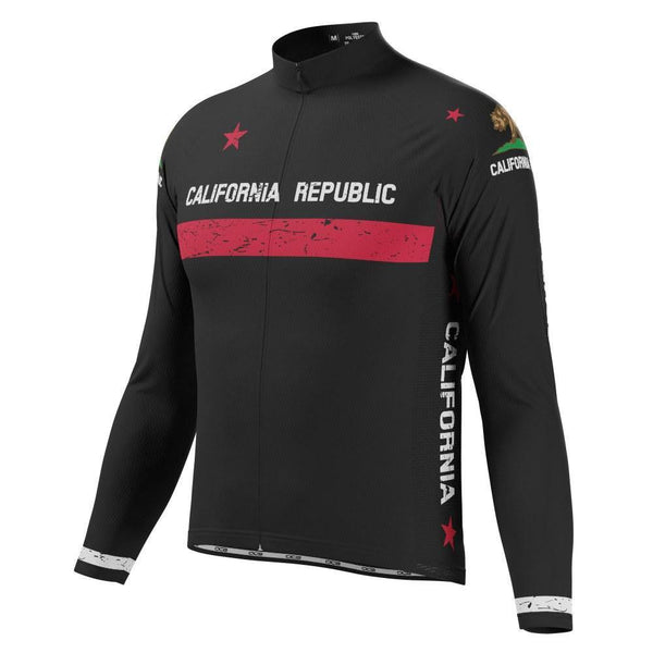 Men's California Republic Flag Long Sleeve Cycling Jersey