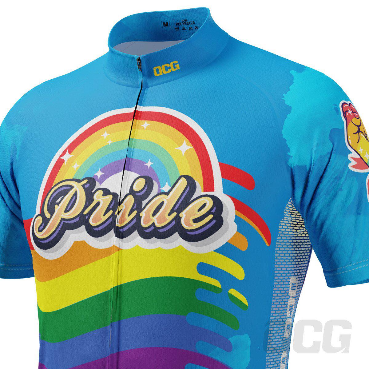 Men's Lgbt Pride Rainbow Flag Short Sleeve Cycling Jersey Only 7XL by OCG