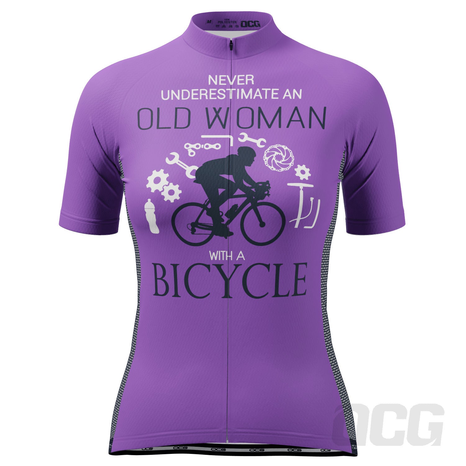Women's Never Underestimate an Old Woman with a Bicycle Short Sleeve ...