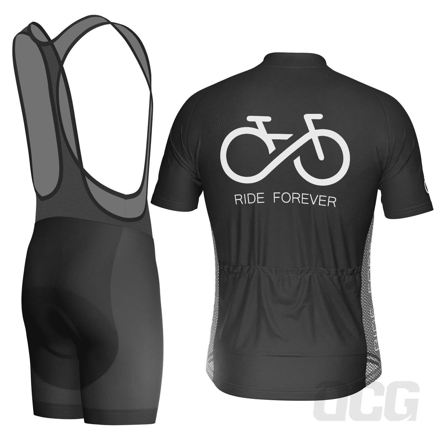 Ride Forever Mens Black Cycling Jersey