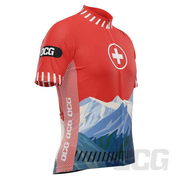 Men's Swiss Alps Switzerland Short Sleeve Cycling Jersey