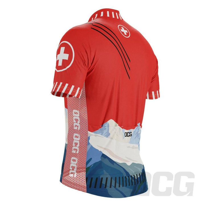 Men's Swiss Alps Switzerland Short Sleeve Cycling Jersey