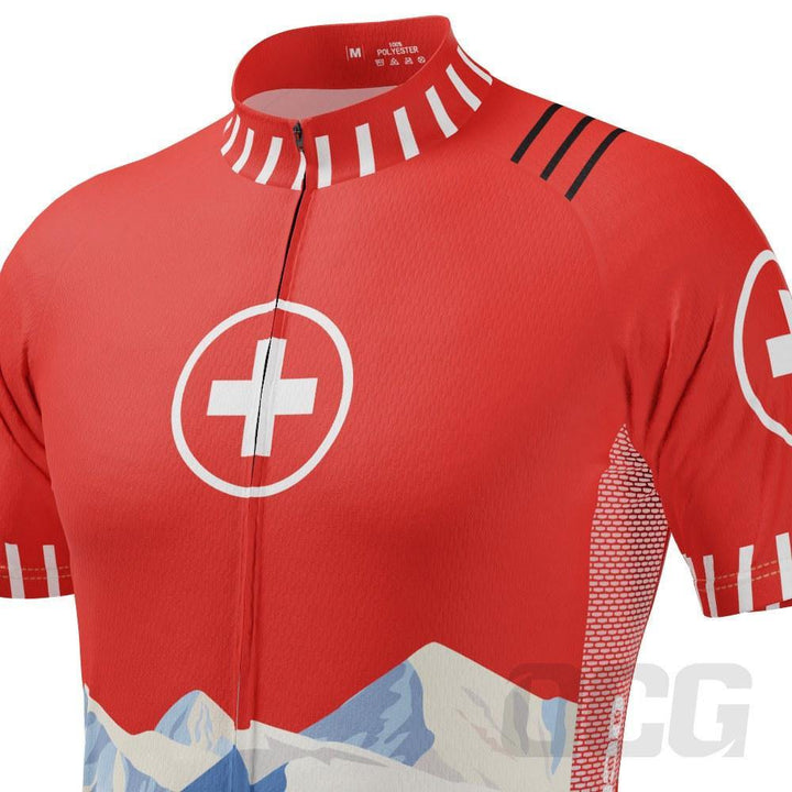 Men's Swiss Alps Switzerland Short Sleeve Cycling Jersey