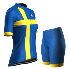 Women's Sweden National Flag 2 Piece Cycling Kit